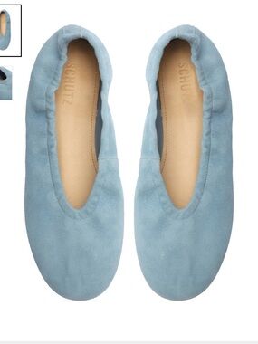 SCHUTZ Powder Blue Suede Slip-On Ballet Flats 7